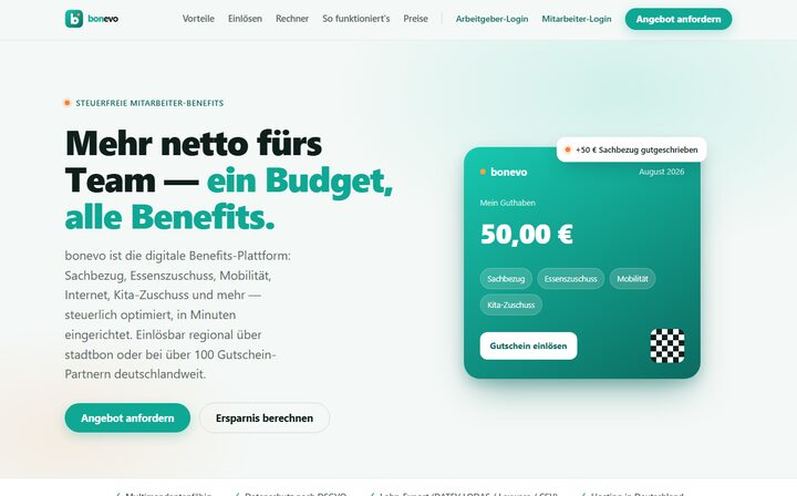 Startseite von bonevo