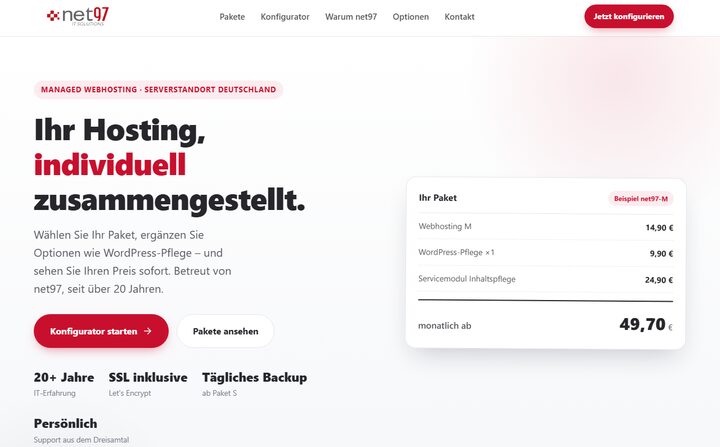 Startseite von net97 Webhosting