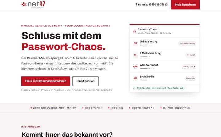 Startseite von Passwort-Safekeeper