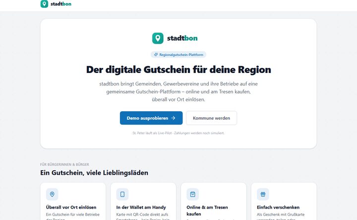 Startseite von stadtbon