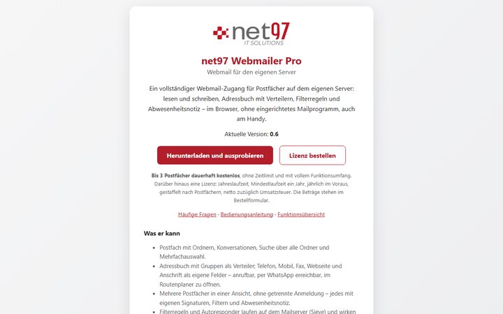 Startseite von net97 Webmailer Pro